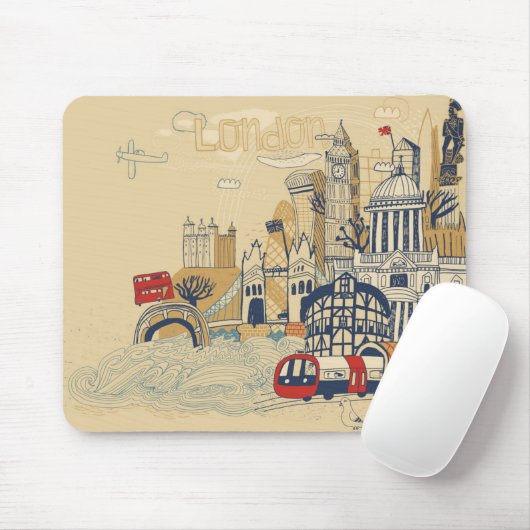 London-Gekritzel-Szene Mousepad (Mit Mouse)