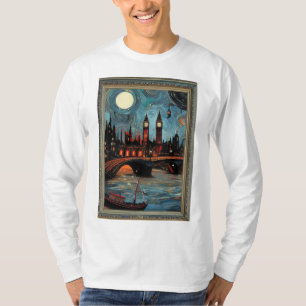 London-Gemälde im Vintage-Rahmen Langarmshirt T-Shirt