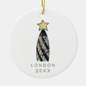 London Gherkin Tower Retro Christmas Tree Foto Keramik Ornament (Vorne)