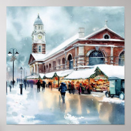 London-Greenwich Market in the Snow (B), Wassercol Poster