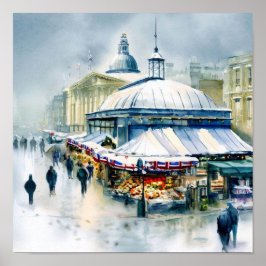 London-Greenwich Market in the Snow (D), Wassercol Poster