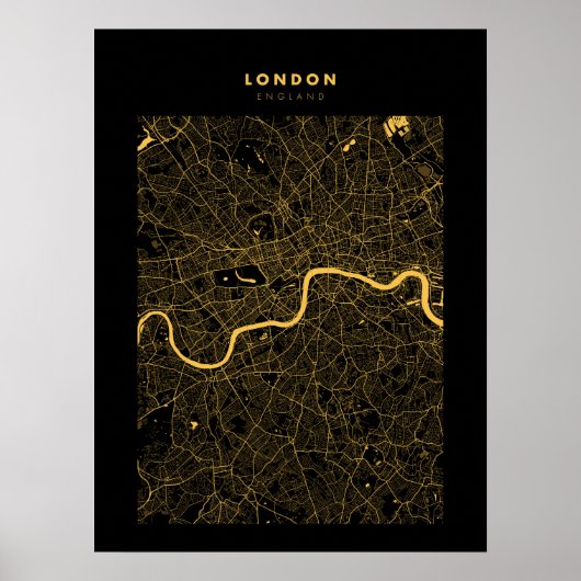 London - Großbritannien Dark Gold City Map Poster (Vorne)