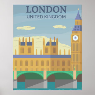 London, Großbritannien Vintage Retro Reise Poster