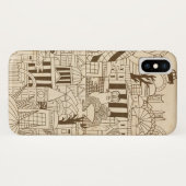 London-Hand gezeichnet auf altem Papier Case-Mate iPhone Hülle (Rückseite (Horizontal))