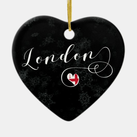 London Heart, Christmas Tree Ornament, England Keramikornament (Vorne)