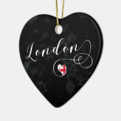 London Heart, Christmas Tree Ornament, England Keramikornament (Links)