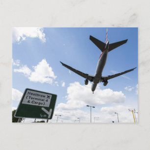 London Heathrow Jet Landing Postkarte