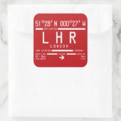 London Heathrow LHR IATA Internationaler Flughafen Quadratischer Aufkleber (Tasche)