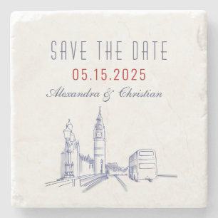 London Hochzeit Save The Date Einladung Steinuntersetzer