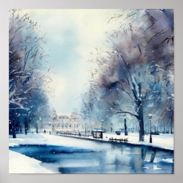 London-Hyde Park im Winter (B), Aquarell Poster