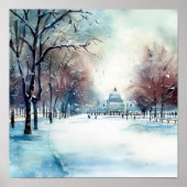 London-Hyde Park im Winter (C), Aquarell Poster (Vorne)