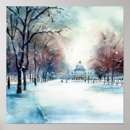 London-Hyde Park im Winter (C), Aquarell Poster