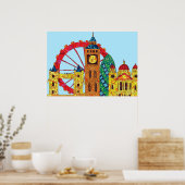 London Icon Gebäude Mozaic Poster (Küche)