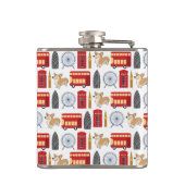 London Icon und Corgi Collage Pattern Flachmann (Rückseite)