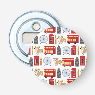 London Icon und Corgi Collage Pattern Flaschenöffner