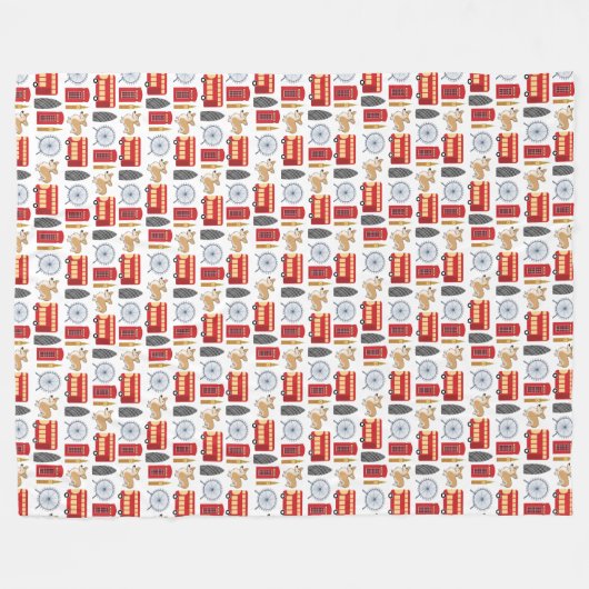 London Icon und Corgi Collage Pattern Fleecedecke (Vorderseite (Horizontal))