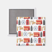 London Icon und Corgi Collage Pattern Magnet (Vorderseite/Rückseite)