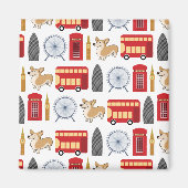 London Icon und Corgi Collage Pattern Magnet (Vorne)