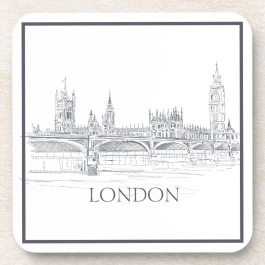 London Iconic Skyline Sketch Getränkeuntersetzer (Vorderseite)