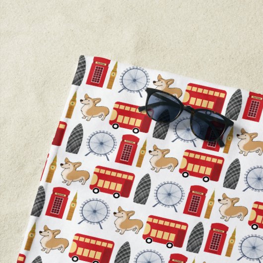 London-Ikonen-Collage Strandtuch (Beispiel)