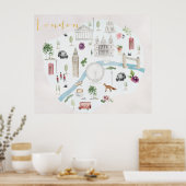London Illustriert Watercolor Wall Art Poster (Küche)
