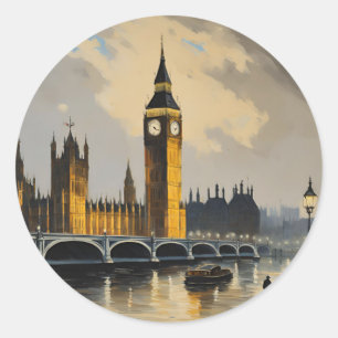 London im Vintage-Stil Reisen Big Ben Parlament Runder Aufkleber