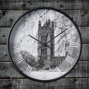 London im Winter, Parlament, Westminsterpalast Runde Wanduhr