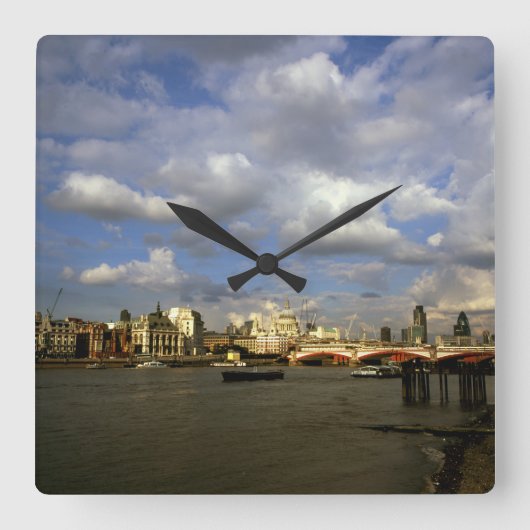 London in den 1990er Jahren Quadratische Wanduhr (Vorderseite)