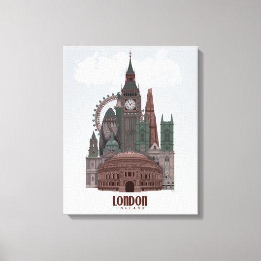 London in den Wolken Rot und Grün Leinwanddruck (Vorderseite)