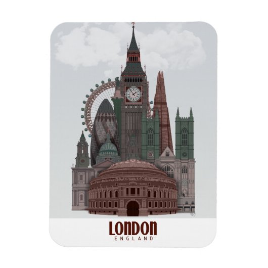 London in den Wolken Rot und Grün Magnet (Vertikal)