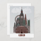 London in den Wolken Rot und Grün Postkarte (Vorne/Hinten)