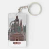 London in den Wolken Rot und Grün Schlüsselanhänger (Rückseite)