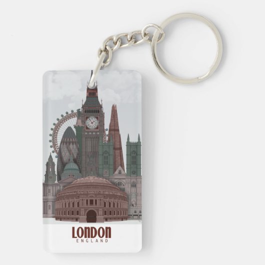 London in den Wolken Rot und Grün Schlüsselanhänger (Rückseite)