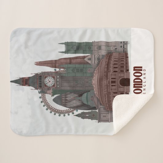 London in den Wolken Rot und Grün Sherpadecke (Vorderseite (Horizontal))