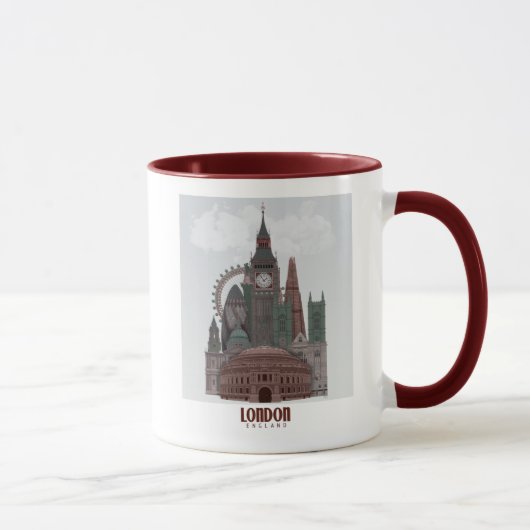London in den Wolken Rot und Grün Tasse (Rechts)