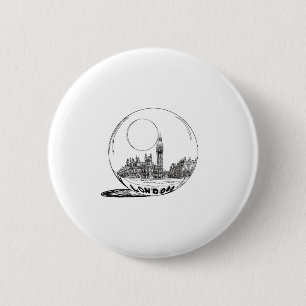 London in einer Glaskugel. Button