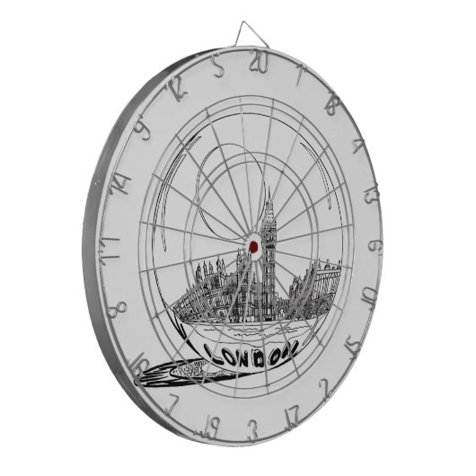 London in einer Glaskugel. Dartscheibe (Vorderseite Links)