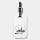 London in einer Glaskugel. Gepäckanhänger (Vorderseite vertikal)