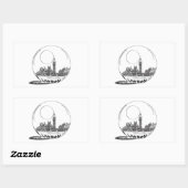 London in einer Glaskugel. Rechteckiger Aufkleber (Blatt)