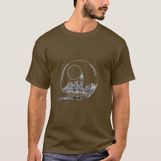 London in einer Glaskugel. T-Shirt (Vorderseite)