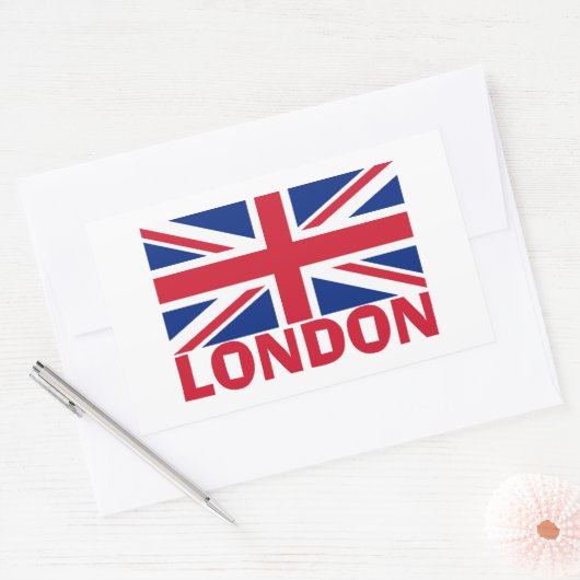 London in Rot Rechteckiger Aufkleber (Umschlag)