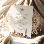 London Insert INFO Details England Wedding Einladung<br><div class="desc">Diese elegante Detailkarte besticht durch ein atemberaubendes Aquarellbild von Big Ben und der Westminster Bridge in London, England. Es ist die perfekte Ergänzung zu jeder Hochzeitssuite und bietet den Gästen alle wichtigen Details, die sie über Ihren besonderen Tag wissen müssen. London ist eine Stadt der Geschichte, Kultur und Romantik. Seine...</div>