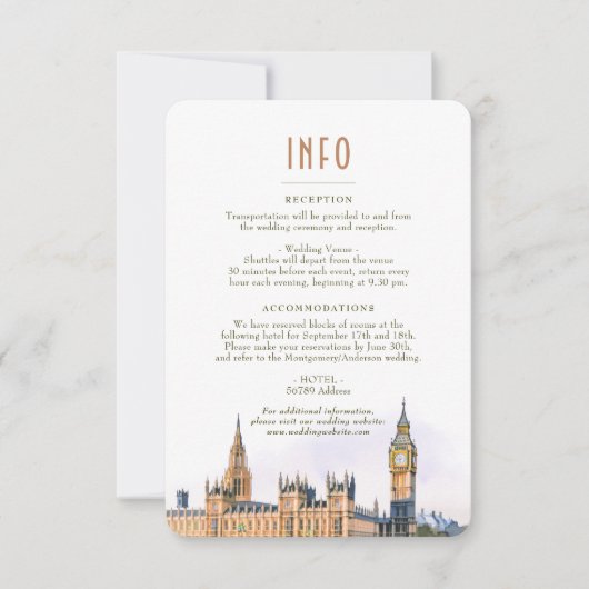 London Insert INFO Details England Wedding Einladung (Vorderseite)