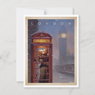 London, Kissing in einem Telefonkabine Retro Inspi Postkarte