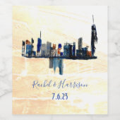 London Landscape Ink Art Painted Wedding Wine Labr Weinetikett (Einzelnes Label)