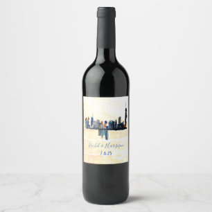 London Landscape Ink Art Painted Wedding Wine Labr Weinetikett