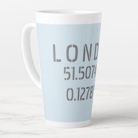 London Latitude & Longitude Milchtasse (Linke Ecke)