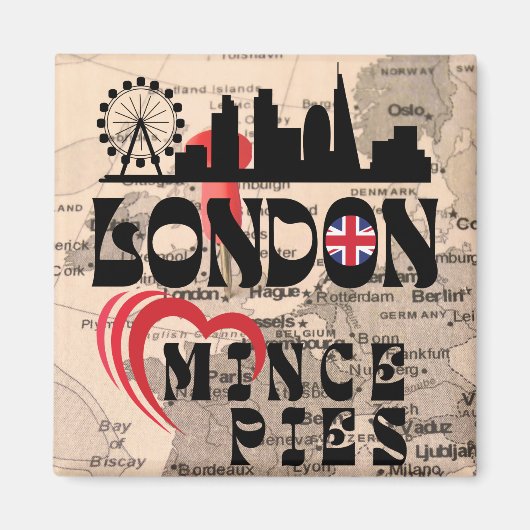 London Lieben Mince Pies Cityscape Magnet (Vorne)