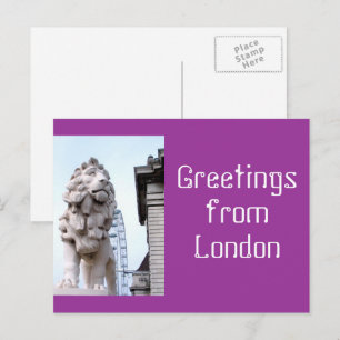 London Lion Statue Postkarte