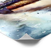 London - London's Millennium Bridge (A), Watercolo Poster (Ecke)